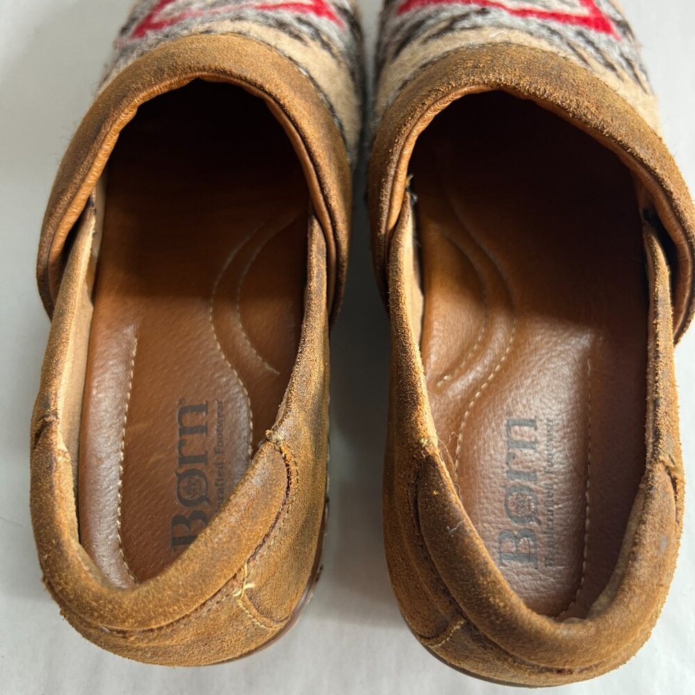 Born Bailie Woven Wool Aztec Leather Clogs Size‎ 6.5 Southwest - Picture 6 of 10